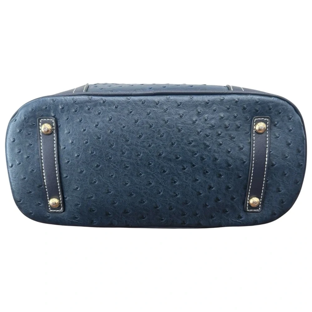 Dooney & Bourke Ostrich Embossed Leather Shoulder Bag Navy Blue Medium Purse - Picture 9 of 11